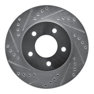 Chrysler LHS Brake Rotor (1) - Front Left - R1 Concepts - Drilled & Slotted - Silver - `98-`00
